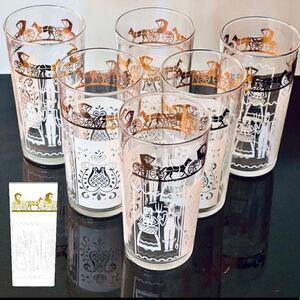 Vintage Horse and Buggy Farmer 1960’s Anchor Hocking  11oz. Flat Tumblers (6)